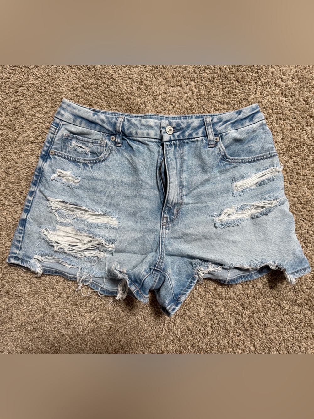 American Eagle Outfitters Light Blue Distressed Denim Cutoff Shorts